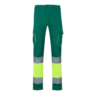 Pantalón alta visibilidad 100% algodón Velilla 303007 Verde-Amarillo Flúor