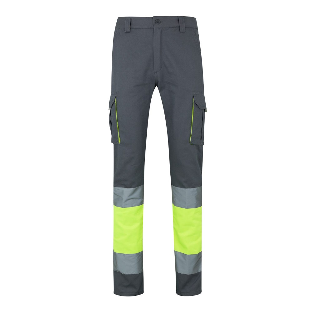 Pantalón alta visibilidad 100% algodón Velilla 303007 Gris-Amarillo Flúor