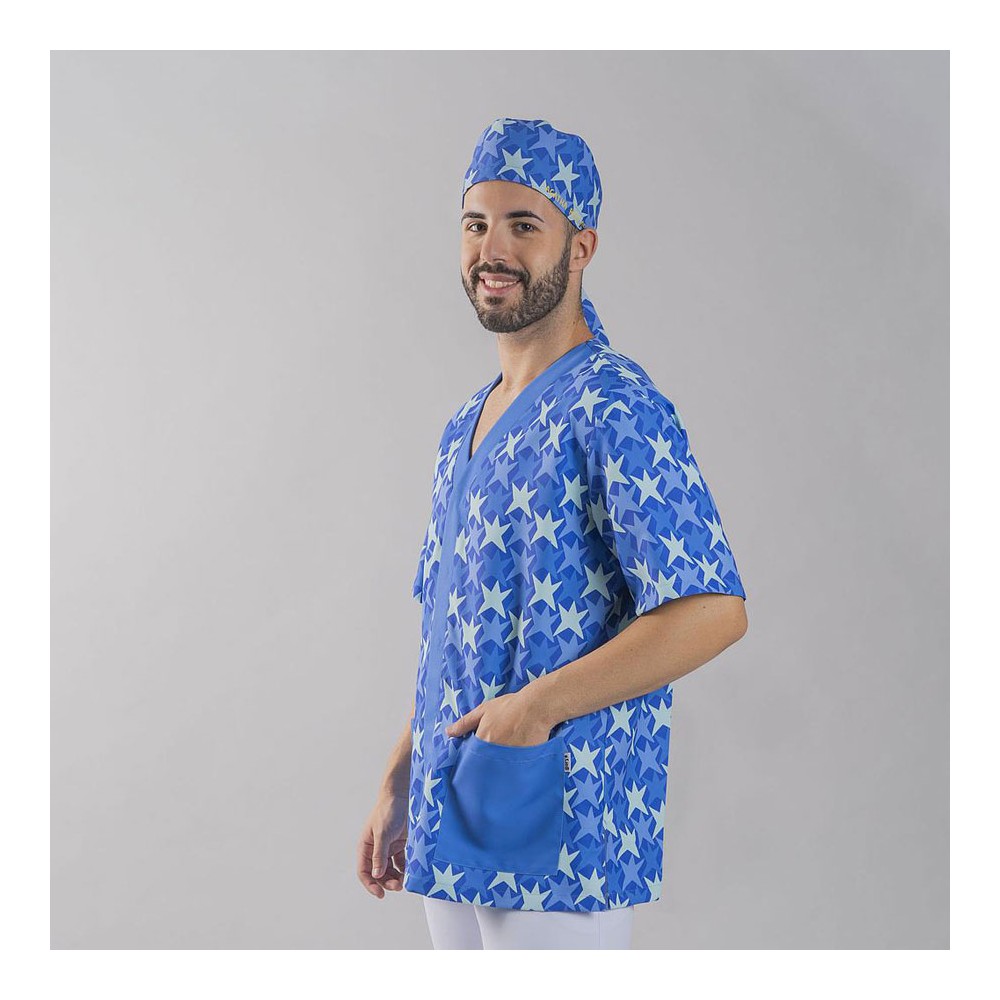 Blusa sanitaria estampada microfibra Agatha Garys 600052 cometa azul