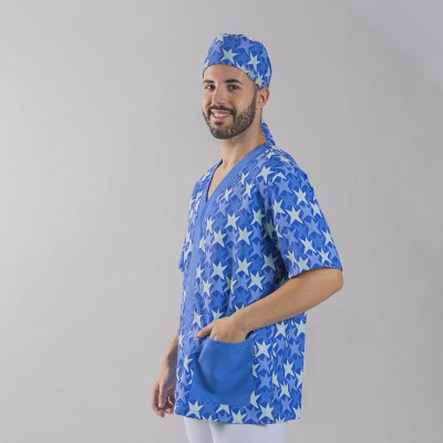 Blusa sanitaria estampada microfibra Agatha Garys 600052 cometa azul