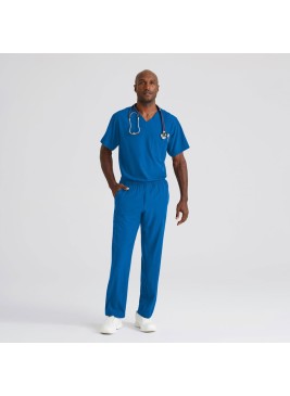 Blusa sanitaria cuello pico tejido ecológico Barco SK0112 Azul Royal