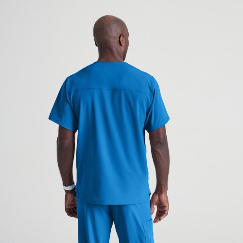 Blusa sanitaria cuello pico tejido ecológico Barco SK0112 Azul Royal