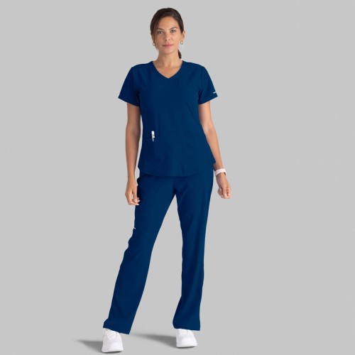 Blusa sanitaria mujer cuello pico tejido ecológico Barco SK101 navy