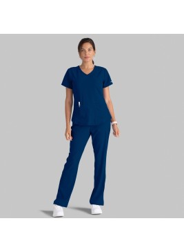 Blusa sanitaria mujer cuello pico tejido ecológico Barco SK101 navy