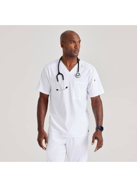 Camiseta médica de hombre elástica Barco GRST079 blanco