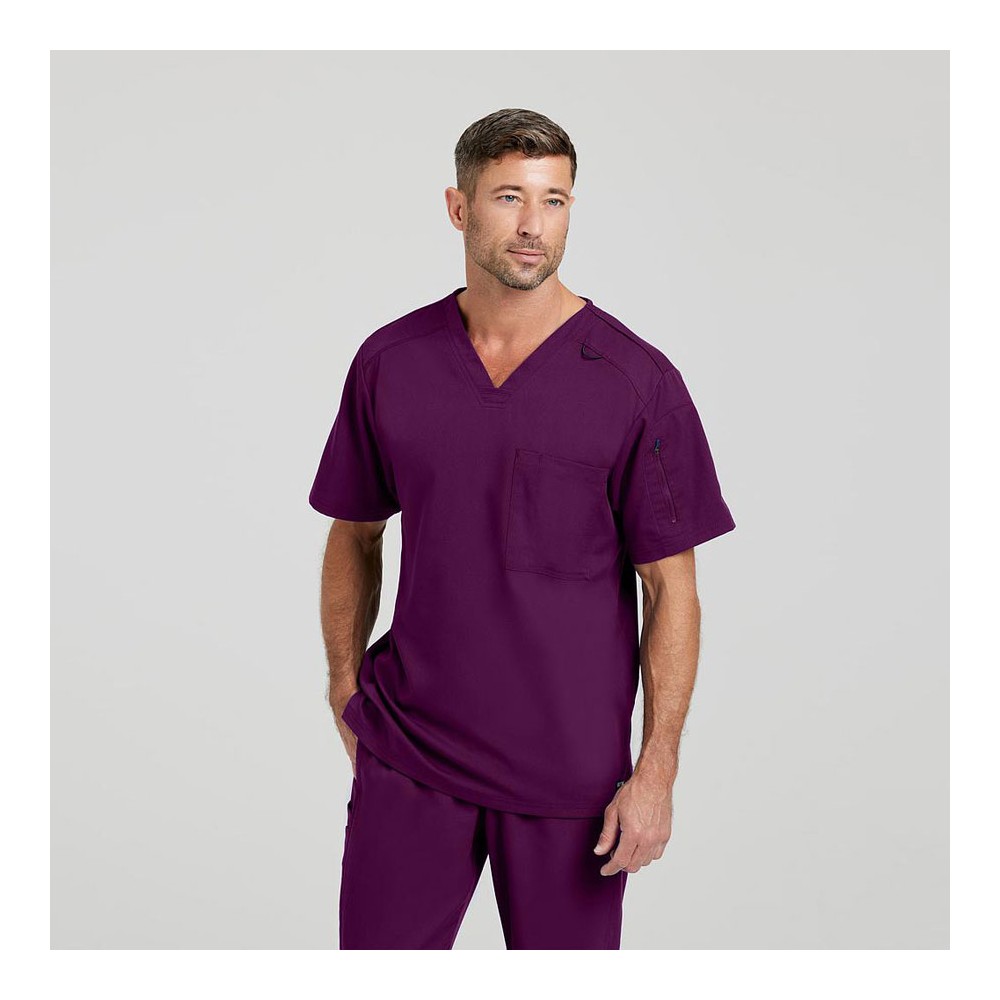 Camiseta médica de hombre elástica Barco GRST079 wine