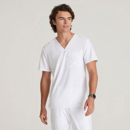 Blusa sanitaria hombre lazo verde Barco GSST179 blanco