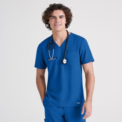 Blusa sanitaria hombre lazo verde Barco GSST179 Azul royal