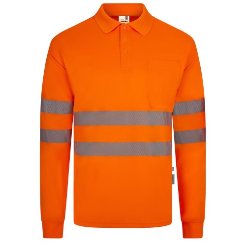 Polo alta visibilidad reciclado manga larga Velilla 305534 naranja flúor