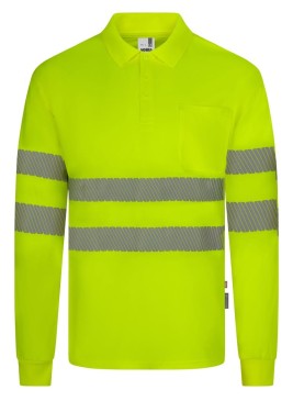 Polo alta visibilidad reciclado manga larga Velilla 305534 amarillo flúor