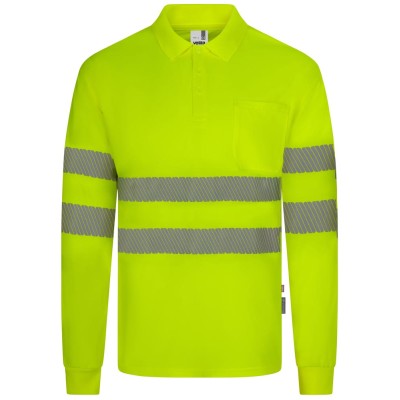 Polo alta visibilidad reciclado manga larga Velilla 305534 amarillo flúor