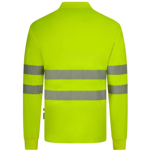Polo alta visibilidad reciclado manga larga Velilla 305534 amarillo flúor