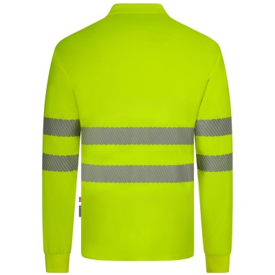 Polo alta visibilidad reciclado manga larga Velilla 305534 amarillo flúor