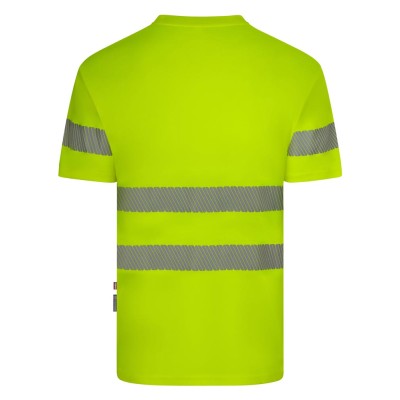 Camiseta alta visibilidad 100% poliéster reciclado Velilla 305632 amarillo flúor