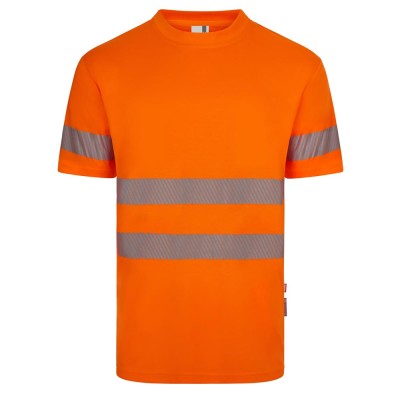 Camiseta alta visibilidad 100% poliéster reciclado Velilla 305632 naranja flúor
