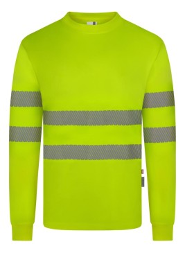 Camiseta alta visibilidad reciclado manga larga Velilla 305634 amarillo flúor