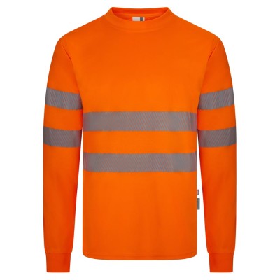 Camiseta alta visibilidad reciclado manga larga Velilla 305634 naranja flúor