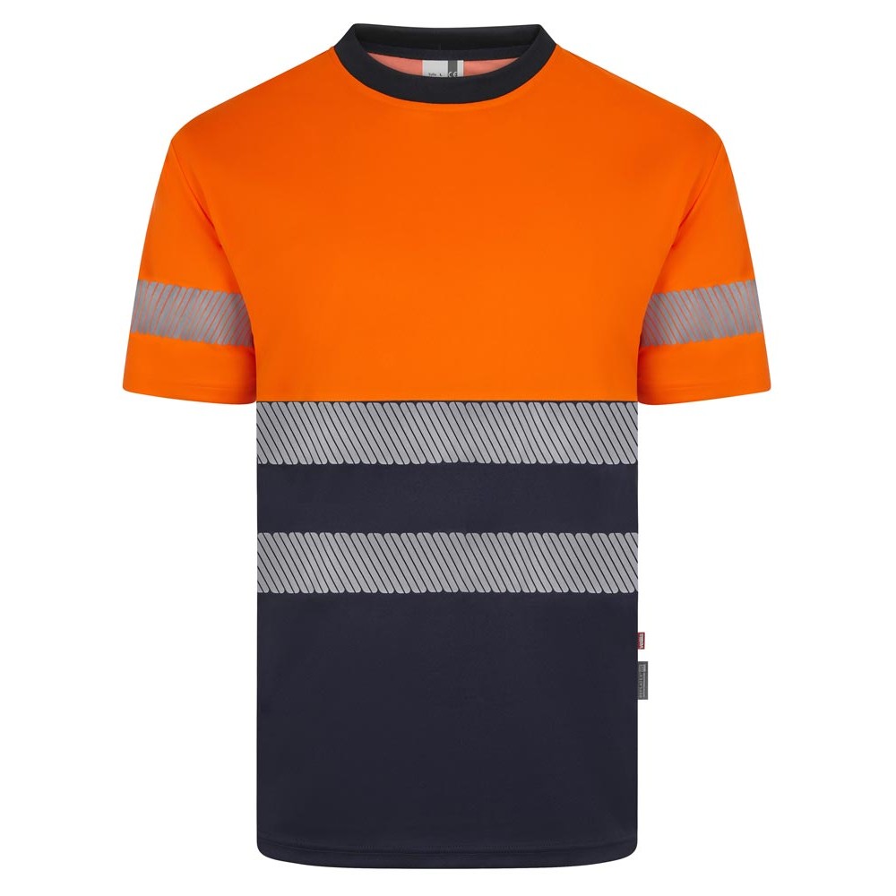 Camiseta reflectante 100% poliéster reciclado Velilla 305633 azul navy-naranja flúor