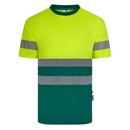Camiseta reflectante 100% poliéster reciclado Velilla 305633 verde-amarillo flúor