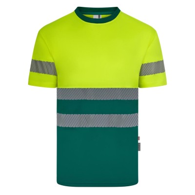 Camiseta reflectante 100% poliéster reciclado Velilla 305633 verde-amarillo flúor