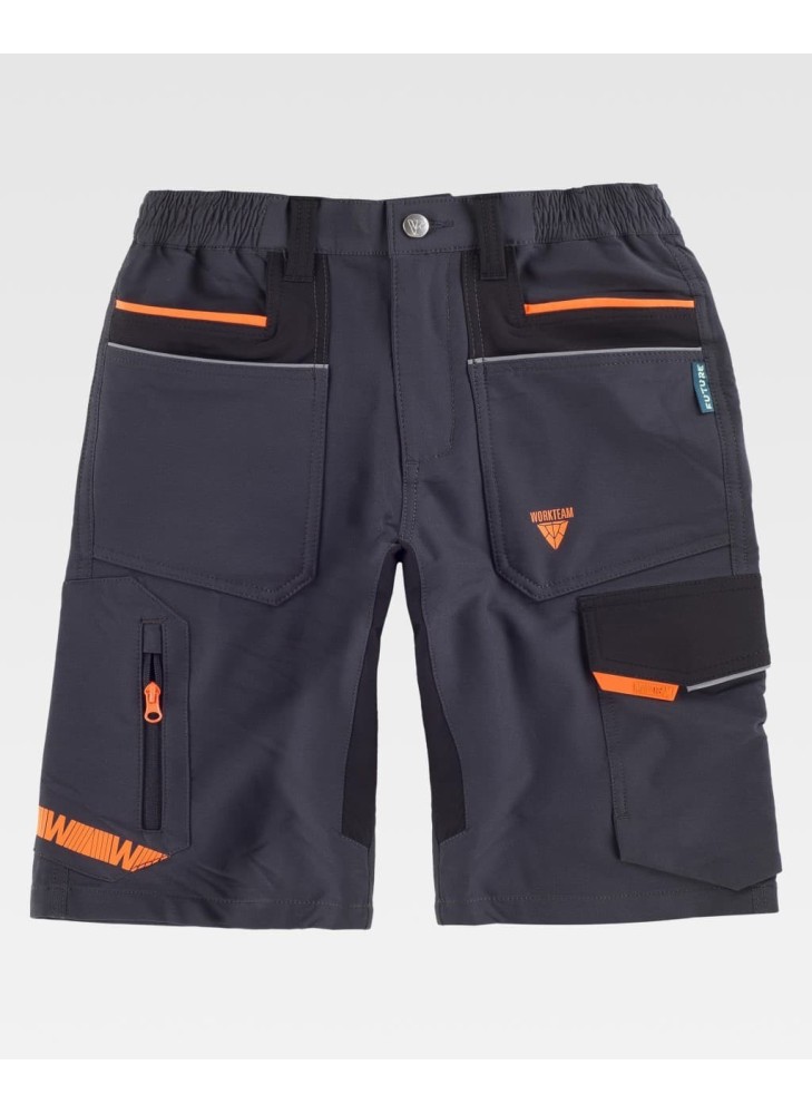 Bermuda multibolsillos elásticas y combinada Workteam WF3017