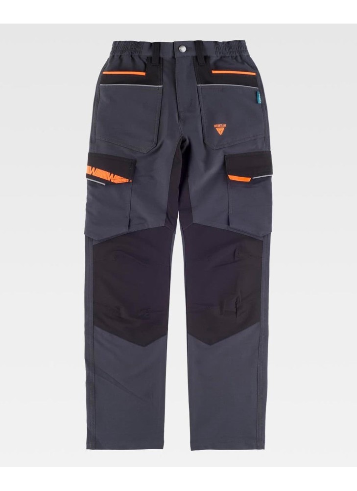 Pantalón multibolsillos elástico combinado WF3050