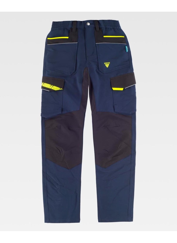 Pantalón multibolsillos elástico combinado WF3050