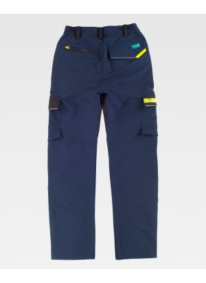 Pantalón multibolsillos elástico combinado WF3050