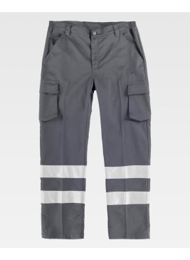 Pantalón recto elástico con cintas reflectantes Workteam B1437