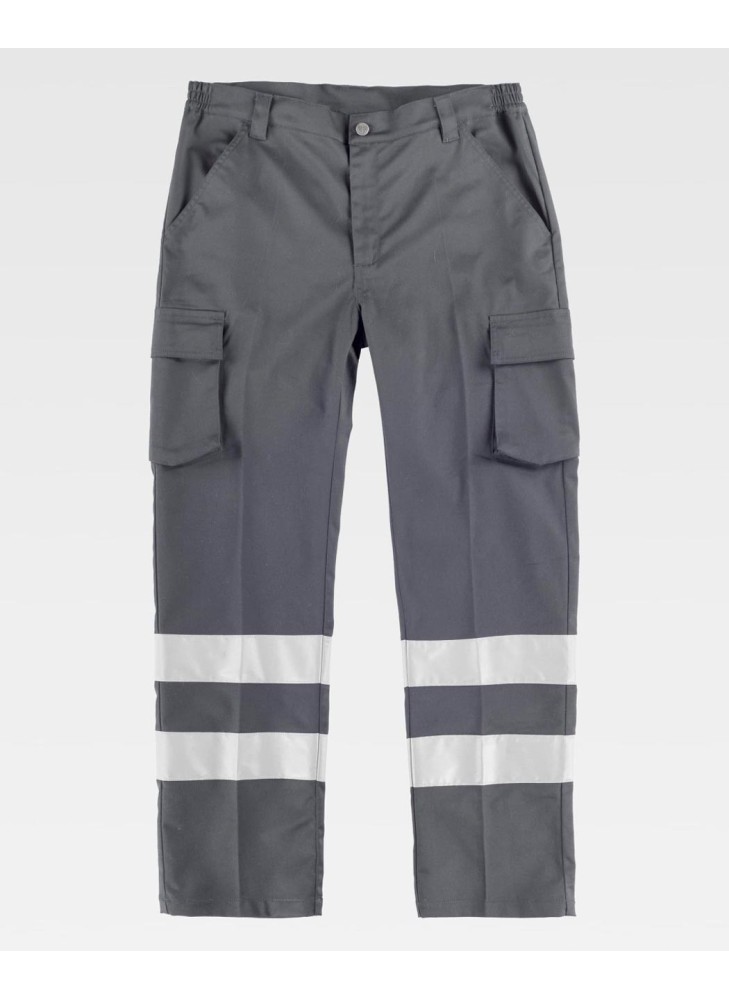 Pantalón recto elástico con cintas reflectantes Workteam B1437