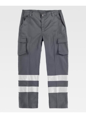 Pantalón recto elástico con cintas reflectantes Workteam B1437
