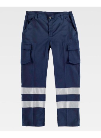 Pantalón recto elástico con cintas reflectantes Workteam B1437