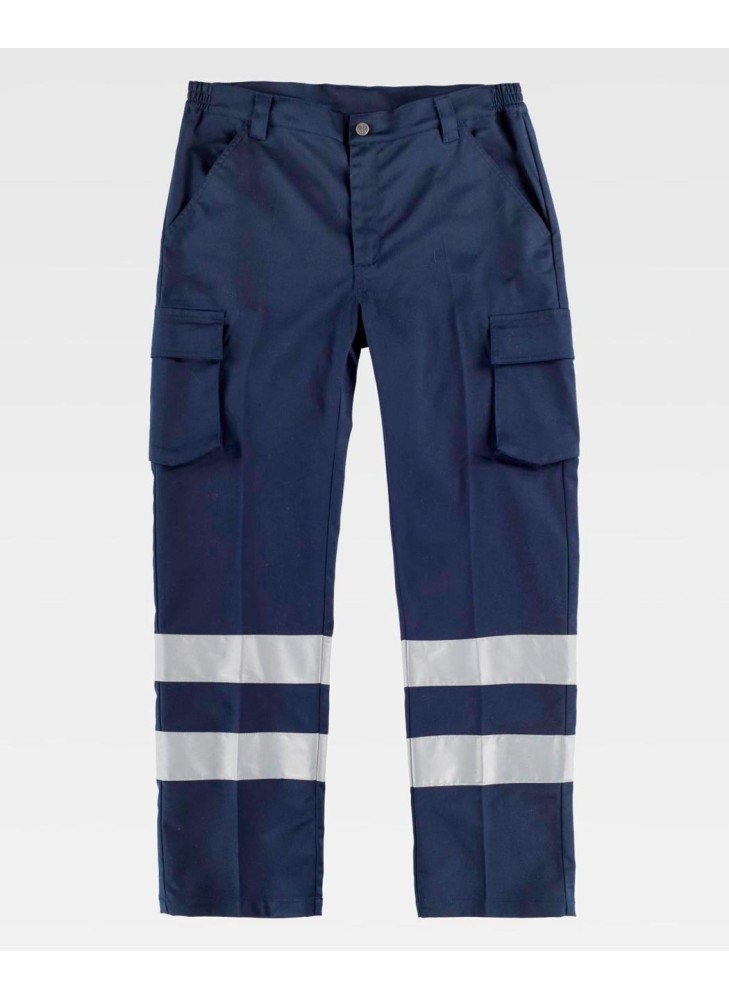 Pantalón recto elástico con cintas reflectantes Workteam B1437