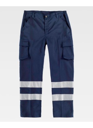Pantalón recto elástico con cintas reflectantes Workteam B1437