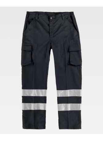 Pantalón recto elástico con cintas reflectantes Workteam B1437