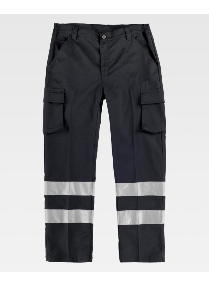 Pantalón recto elástico con cintas reflectantes Workteam B1437
