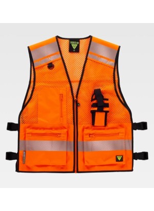 Chaleco reflectante con rejilla y hebillas regulables Workteam C3604 Naranja
