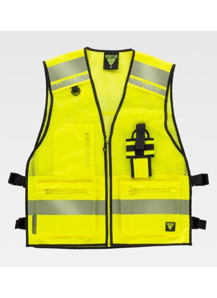 Chaleco reflectante con rejilla y hebillas regulables Workteam C3604 Amarillo