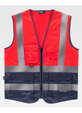 Chaleco reflectante rojo con identificador Workteam C3667