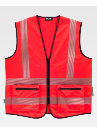 Chaleco alta visibilidad rojo con cremallera Workteam C3657