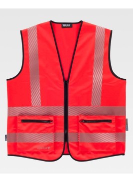 Chaleco alta visibilidad rojo con cremallera Workteam C3657