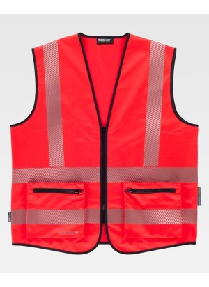 Chaleco alta visibilidad rojo con cremallera Workteam C3657