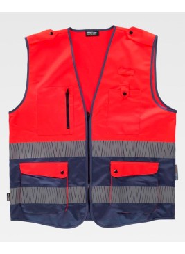 Chaleco reflectante rojo con galoneras Workteam C3687