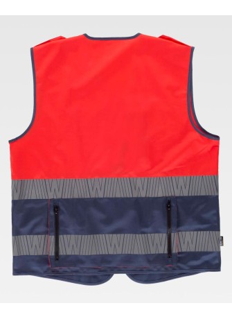 Chaleco reflectante rojo con galoneras Workteam C3687