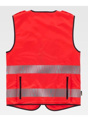 Chaleco alta visibilidad rojo con galoneras Workteam C3677