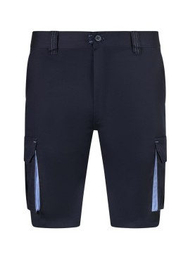 Bermuda de trabajo stretch bicolor multibolsillos