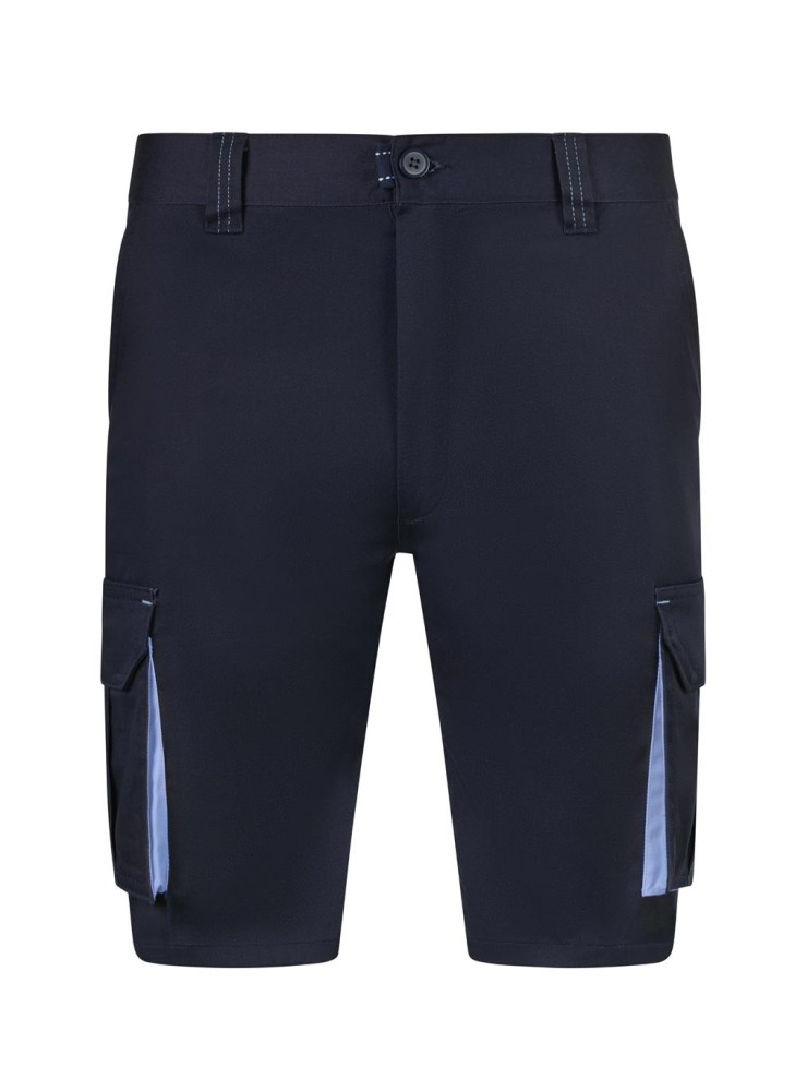 Bermuda de trabajo stretch bicolor multibolsillos