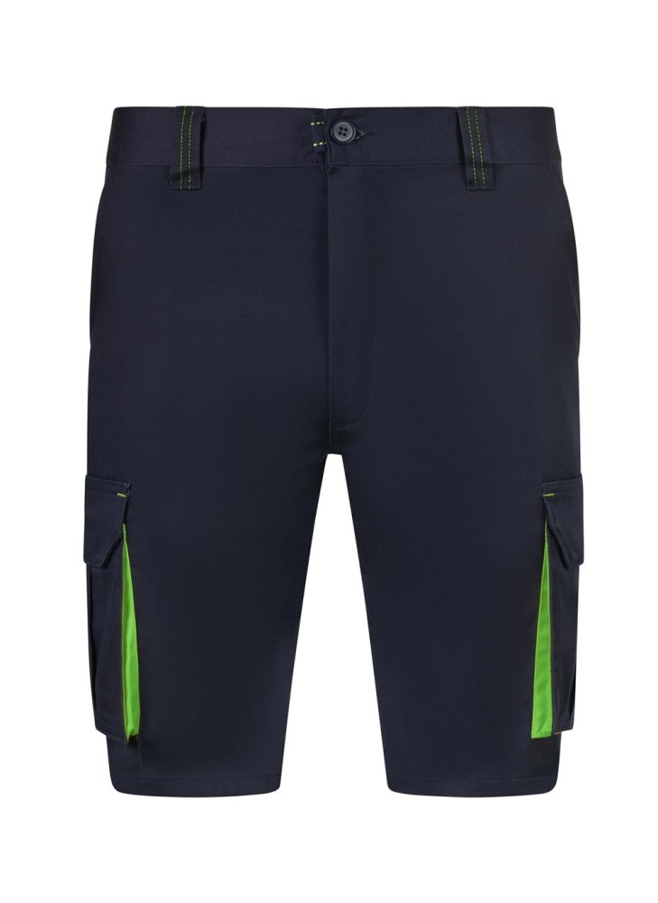 Bermuda de trabajo stretch bicolor multibolsillos