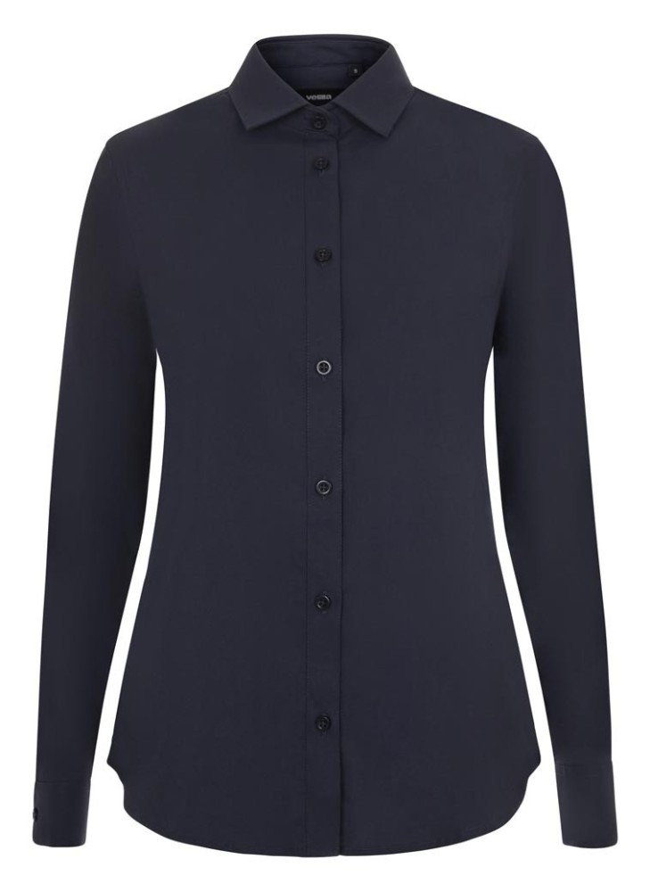 Camisa de trabajo de mujer elastica manga larga Velilla 405019S Azul Navy