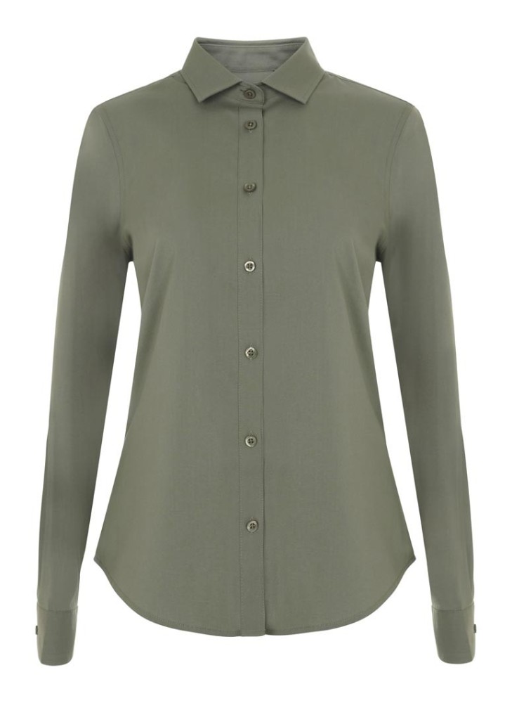 Camisa de trabajo de mujer elastica manga larga Velilla 405019S Verde oliva
